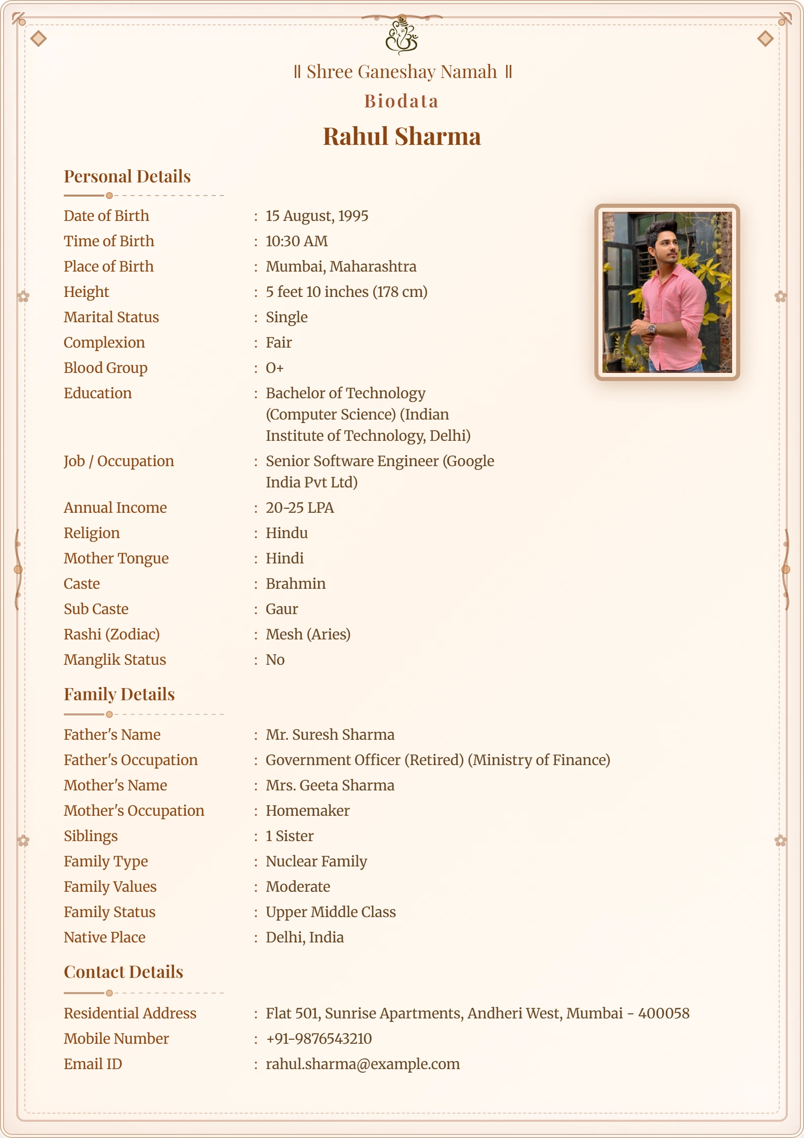 Wedding biodata design sample 12